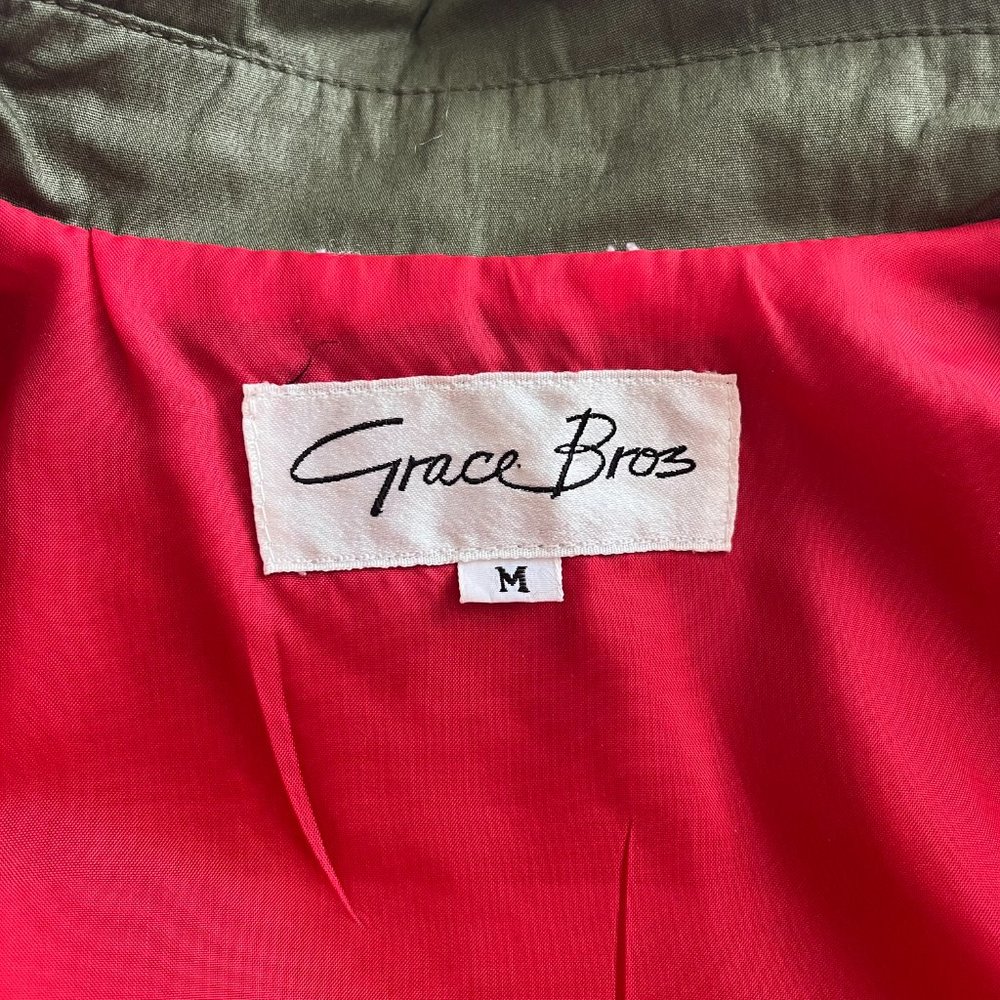 Vintage Grace Bros windbreaker contrast jacket khaki/ red, size M - Picture 4 of 5